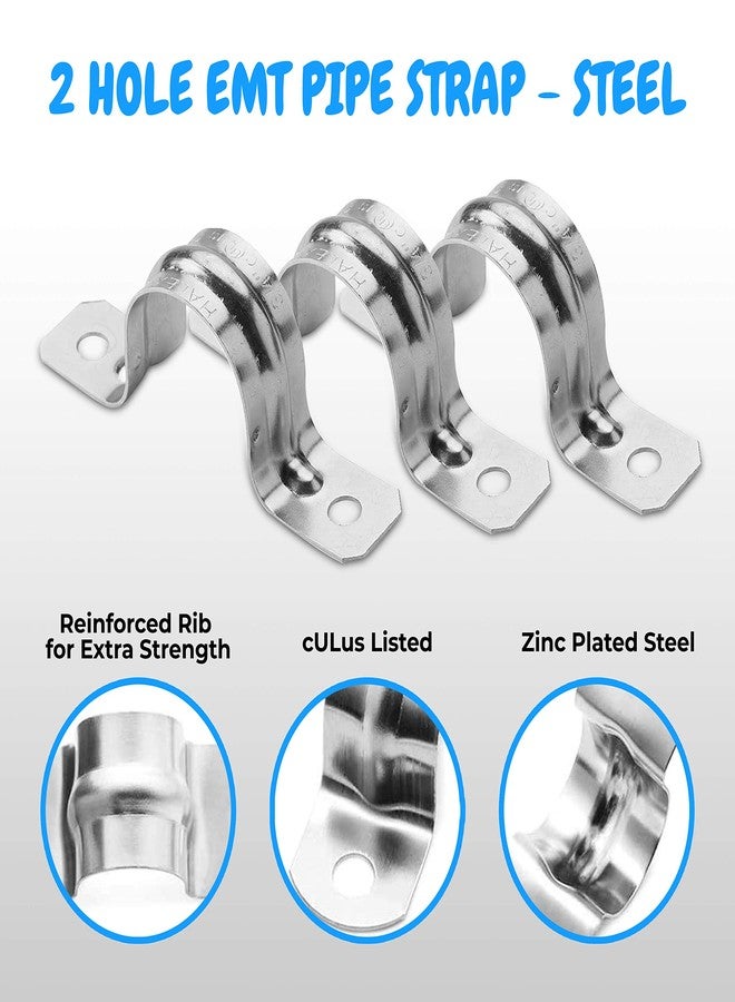 OhLectric OL-72860 25 PCS Pipe Support Strap - Steel Pipe Strap with 2 holes - Heavy-Duty 1 inch U Bracket - Zinc Coated Tension Tube Clip - Rigid Pipe Clamp for IMC, EMT Conduits - Image 3